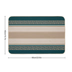 Greek Key - Meander - Taupe And Green  Absorbent Bath Mat