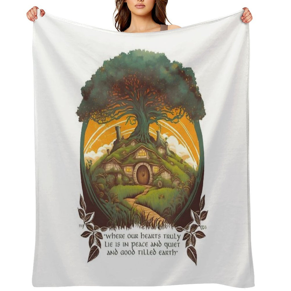 Round Doors Under A Tree - Fantasy Shrink-resistant Throw Blanket