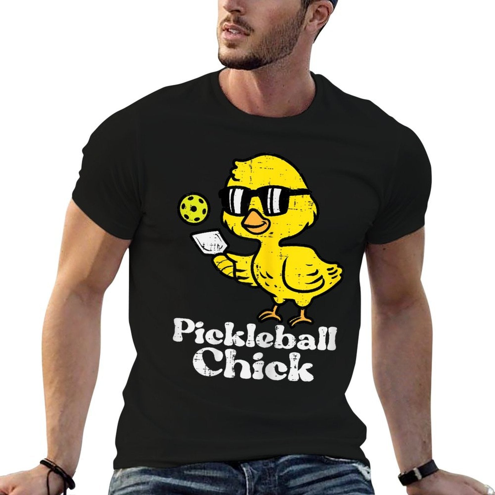 Pickleball Chick Funny Pickle Ball Women Girls Kids Toddler  Oversized Silhouette T-Shirt
