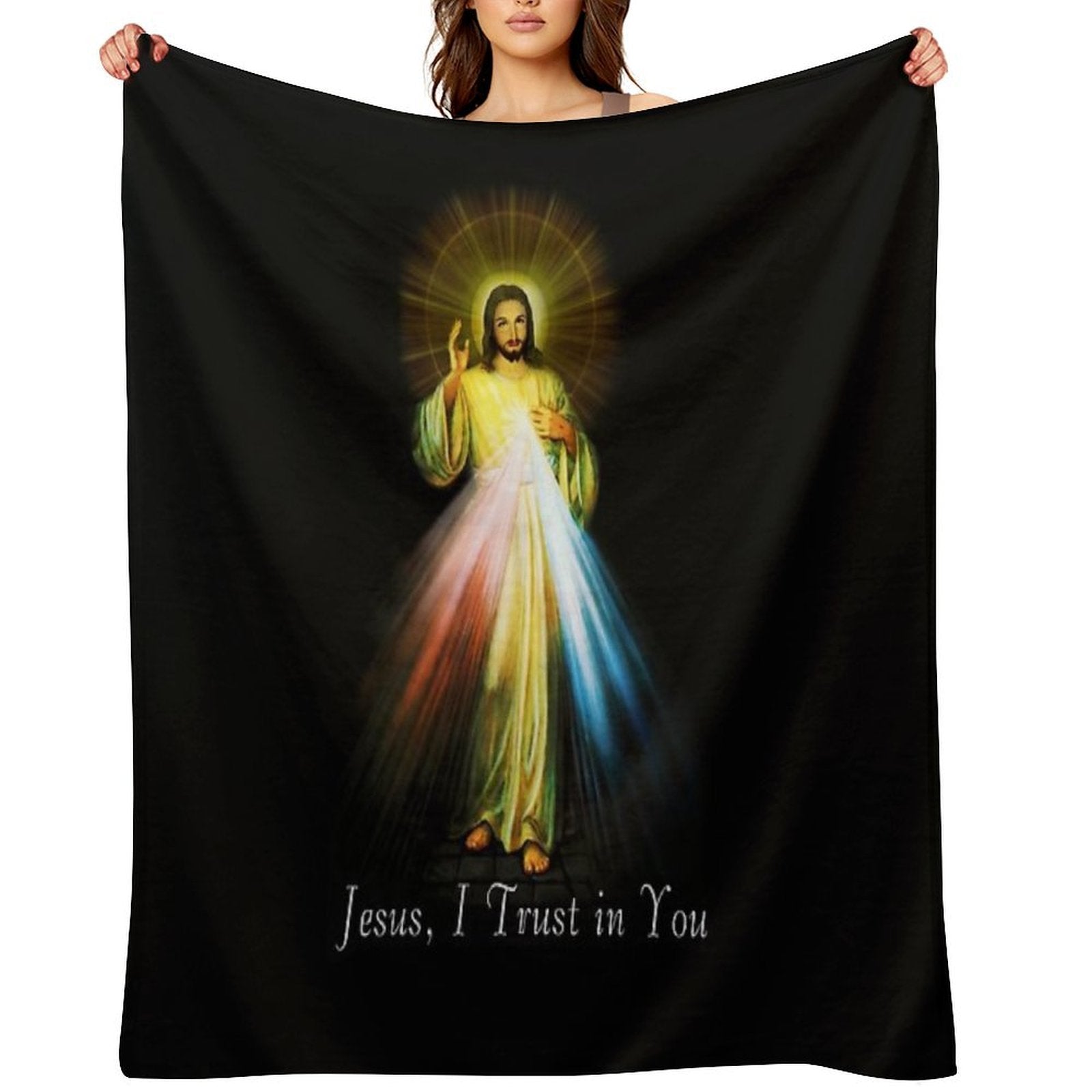 Jesus Divine Mercy Faustina Sacred Heart Catholic Velvety-soft Throw Blanket
