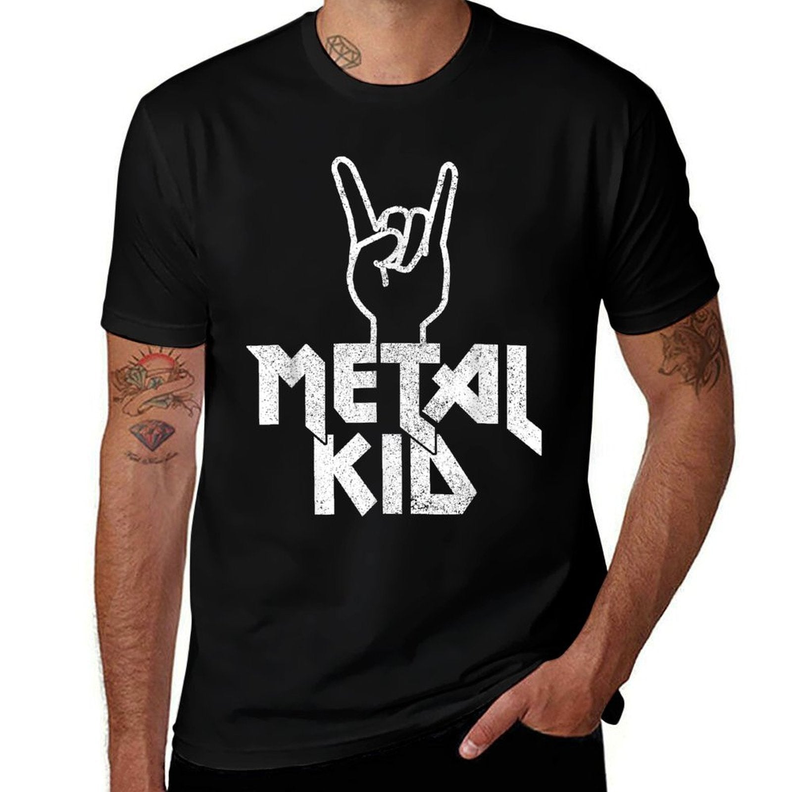 Metal Kid Apparel Co. Metal Head Heavy Black Death Metal Fan Music Gift  Ribbed Collar T-Shirt