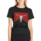Vintage Western Bull Skull Raised On 90s Country Music  Lightweight T-Shirt