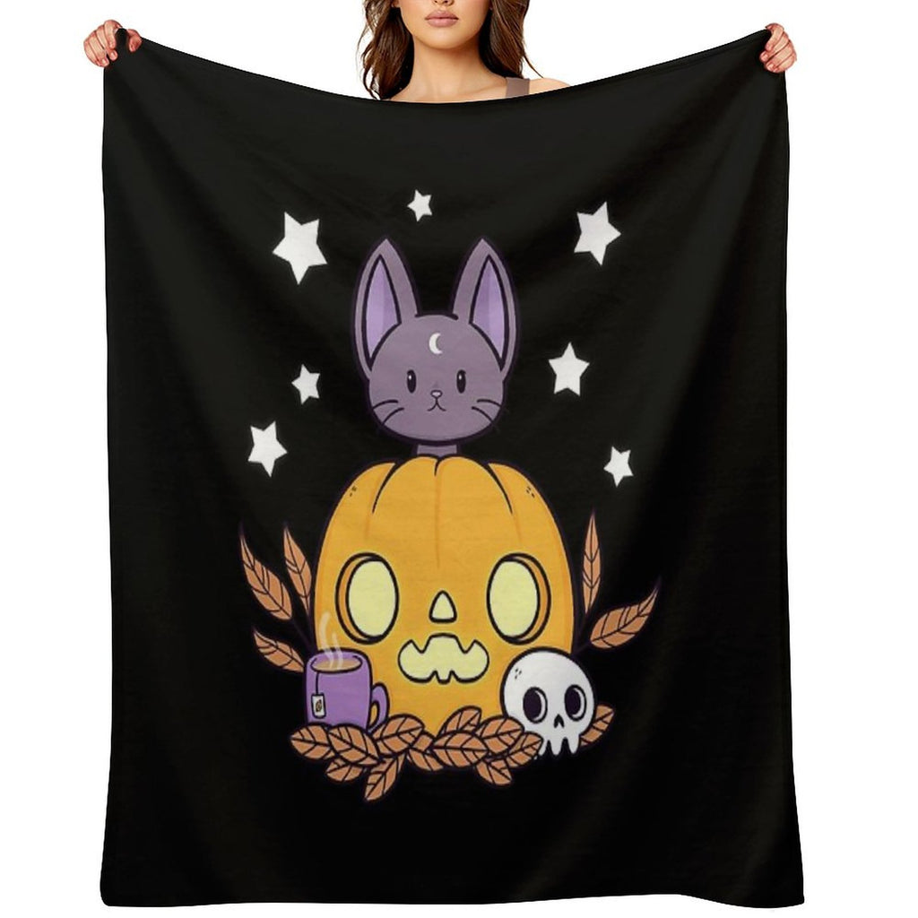 Pumpkin Cats Son  Black  Nikury Eco-conscious Throw Blanket