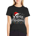 Merry Christmas Lights Red Santa Hat Xmas Family Men Women  Quick-drying T-Shirt