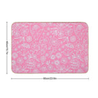 Floral Geometric Outlines on Pink  Dirt-Trapping Bath Mat