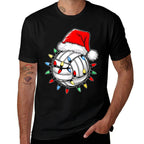Santa Volleyball Ball Men Youth Boys Christmas Pajamas  Wrinkle-resistant T-Shirt