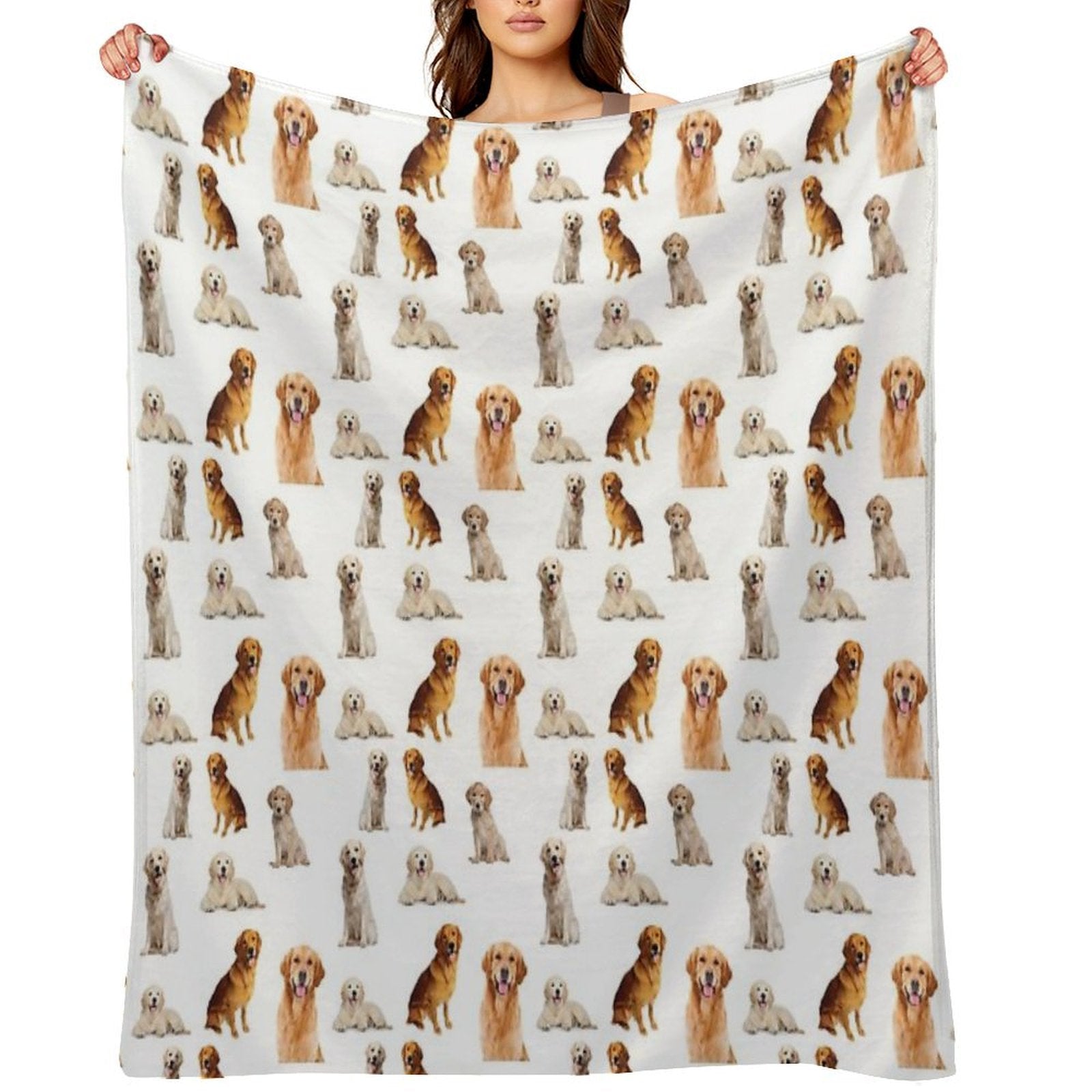 Golden Retrievers Seamless Pattern Anti-pilling Throw Blanket