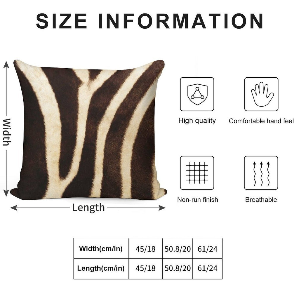 Zebra Fur Print Soft Luxury Feel Throw Pillow