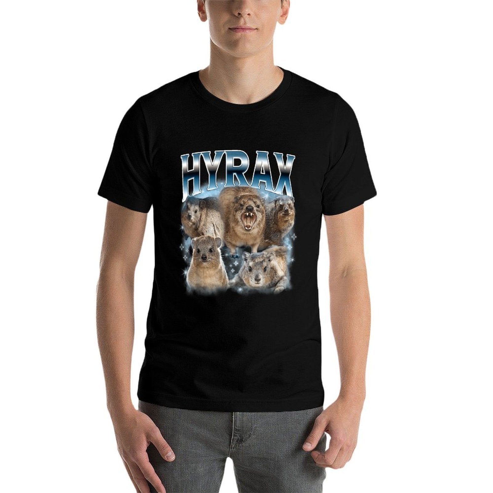 Funny Hyrax Oddly Specific Meme Gift And Apparel Unisex-Adults Retro Black Hyrax Vintage Ugly Funny Meme Retro Animal  Lightweight T-Shirt