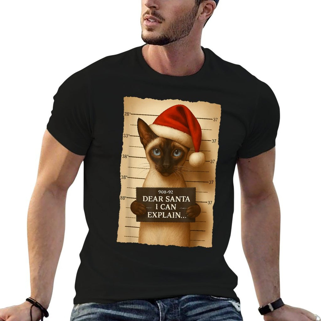Funny Christmas Cat- Cute Siamese Santa Hat  Versatile T-Shirt