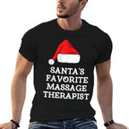 Santas Favorite Massage Therapist Christmas Hat Therapy  Heathered Texture T-Shirt