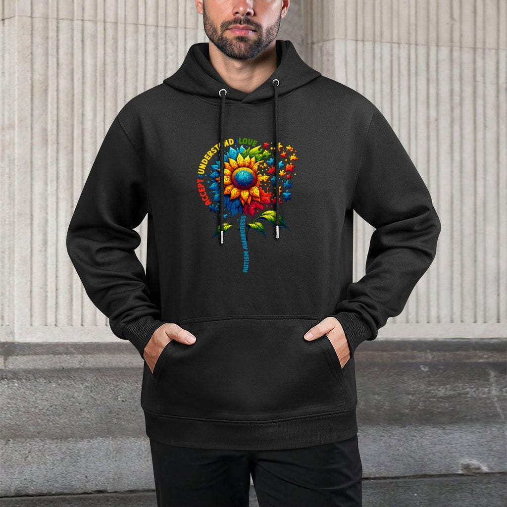 Autism Awareness Sunflower Men Women Kids Autism Sunflower Cotton-Polyester Blend Hoodie