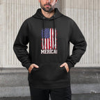 USA Merica Flag for Patriotic Independence Day 4th of July Durable Construction Hoodie