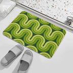 Retro Geometric Gradated Design Avocado Green  Easy Maintenance Bath Mat