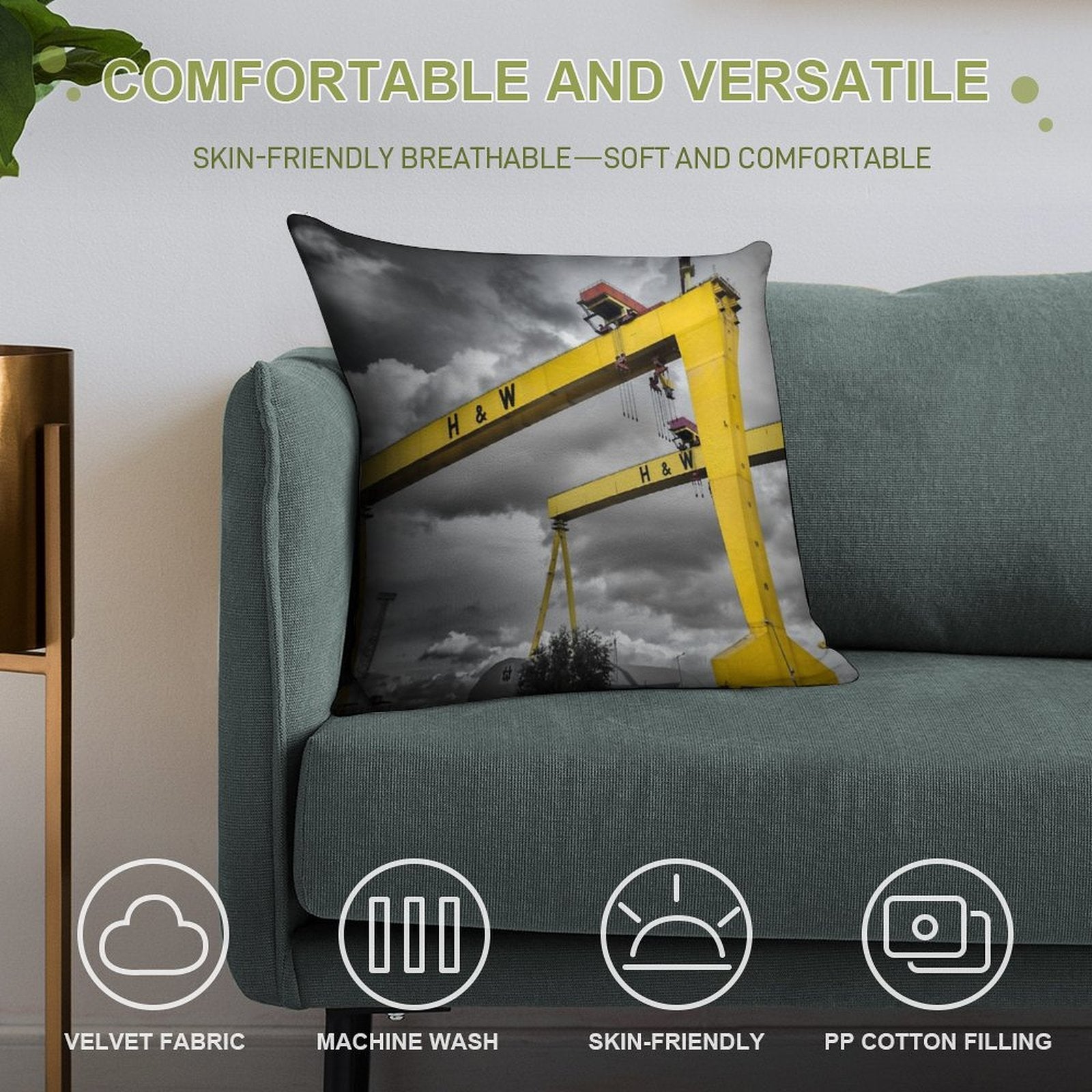 Belfast Shipyard 7 Soft Bedroom Essential Throw Pillow