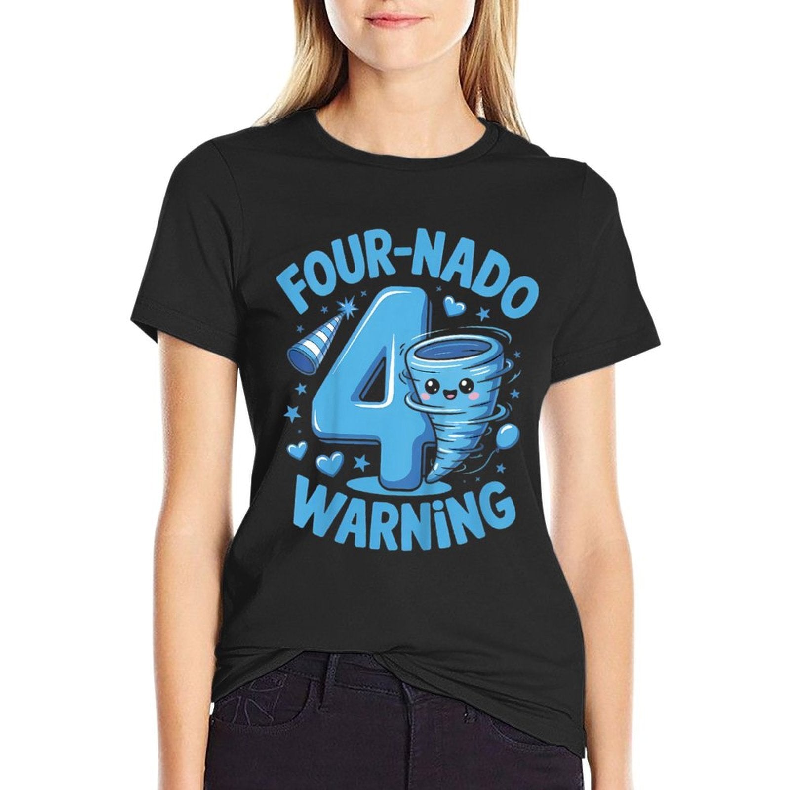 Kids Four-Nado Warning 4th Birthday Boy Tornado Birthday  Vintage-inspired T-Shirt