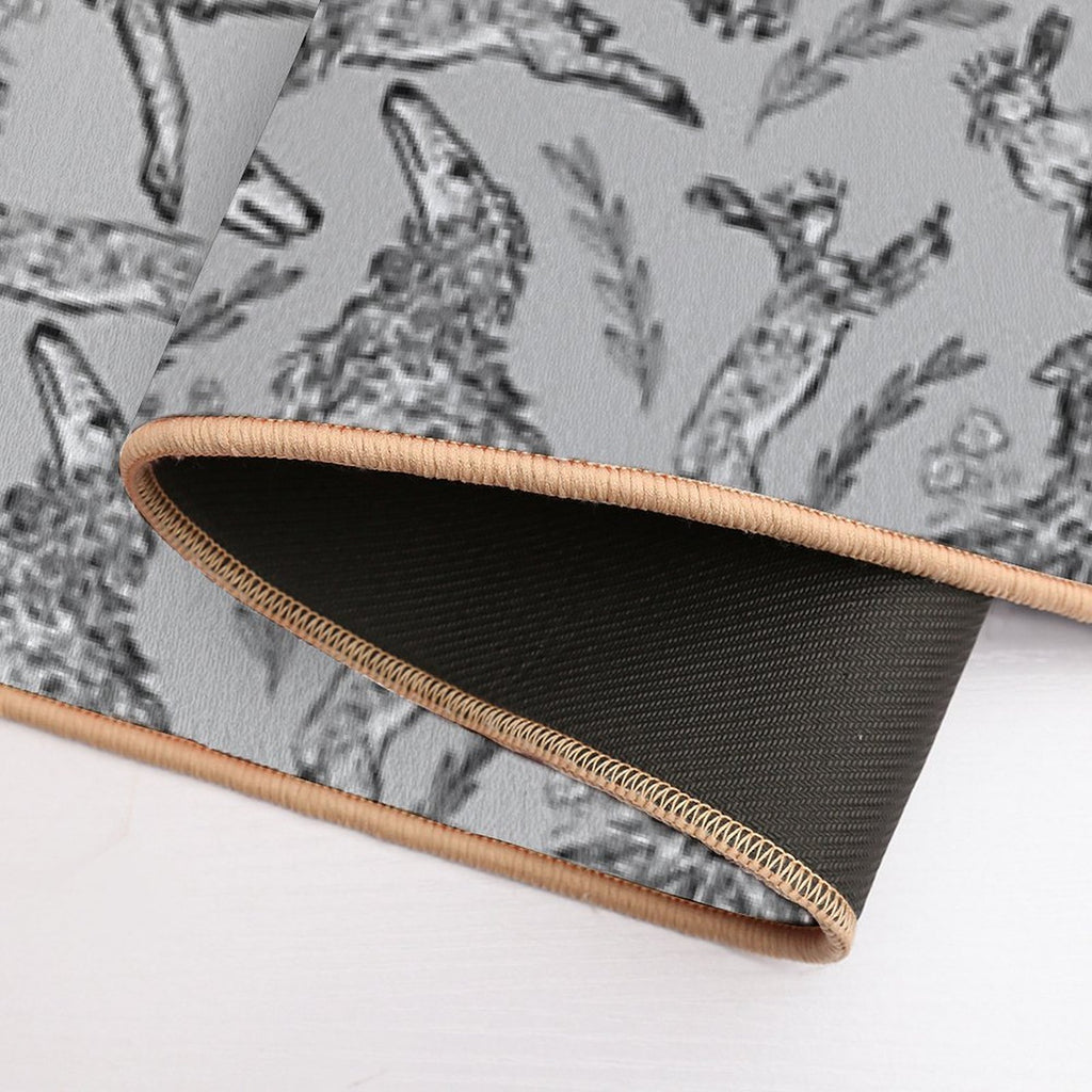 Hounds And Hares - White Dogs on Silver Field  Odorless Bath Mat