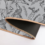 Hounds And Hares - White Dogs on Silver Field  Odorless Bath Mat