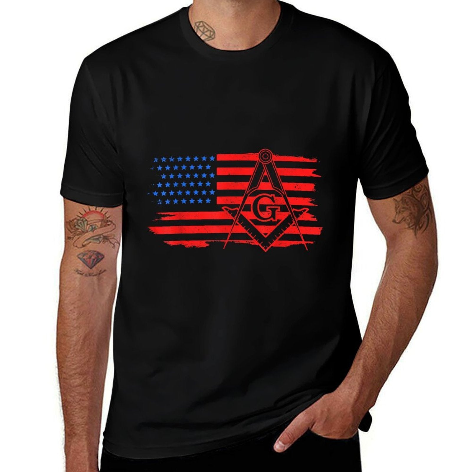 Mason Masonic US Square  Fade-proof Color T-Shirt