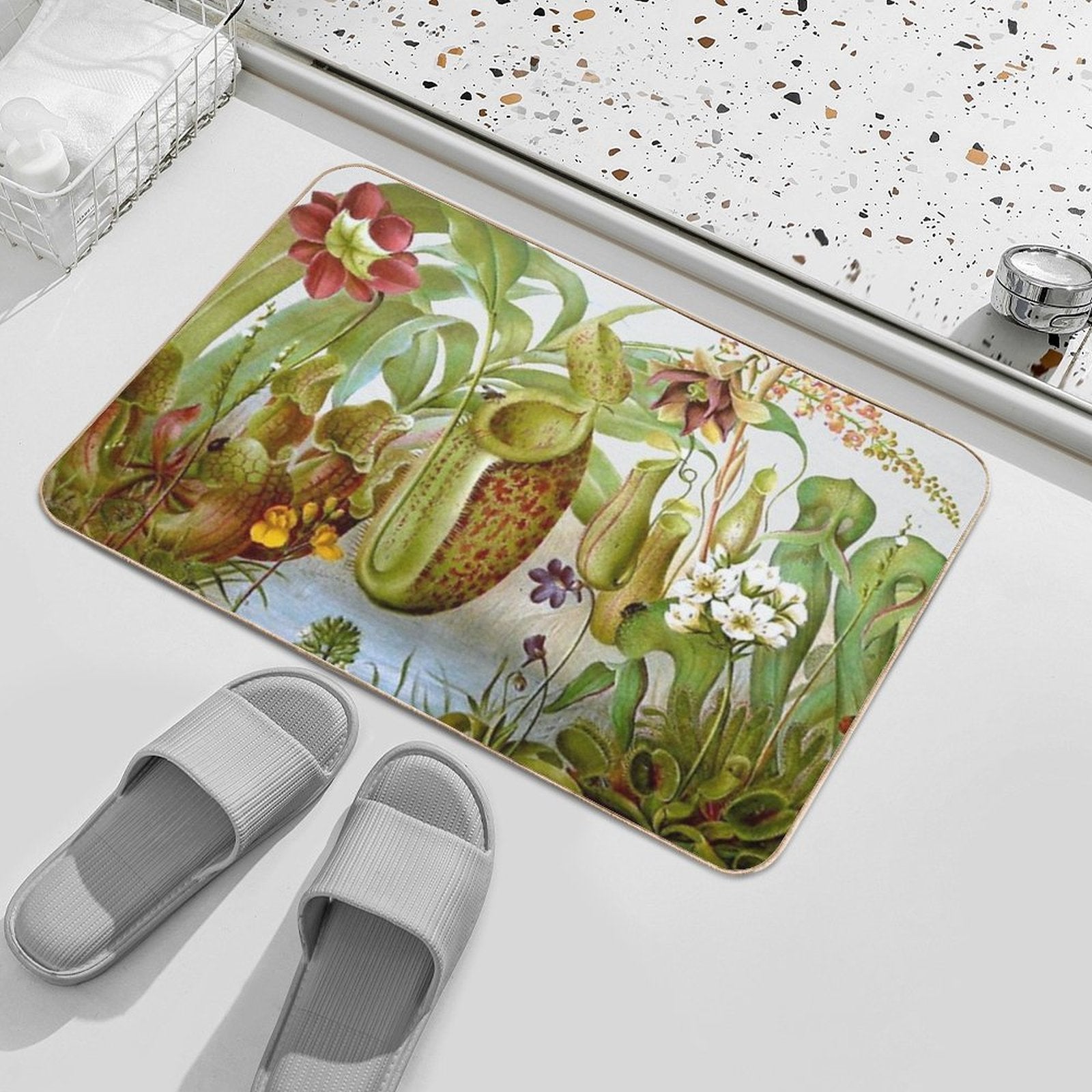 Vintage Carnivorous Plant Illustration  Versatile Bath Mat