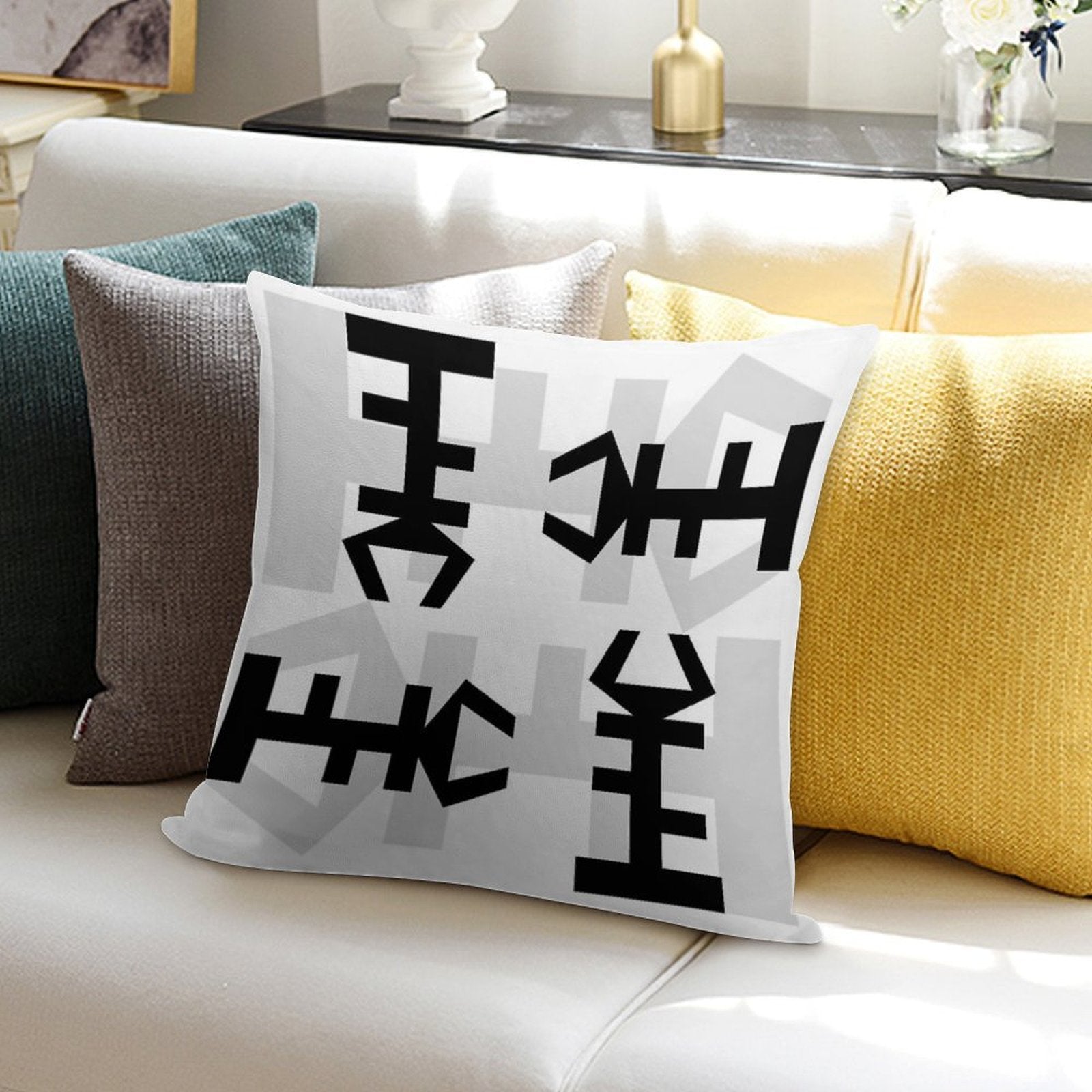 African Symbol Designer Throw Pillow Soft Reinforced Edging Throw Pillow
