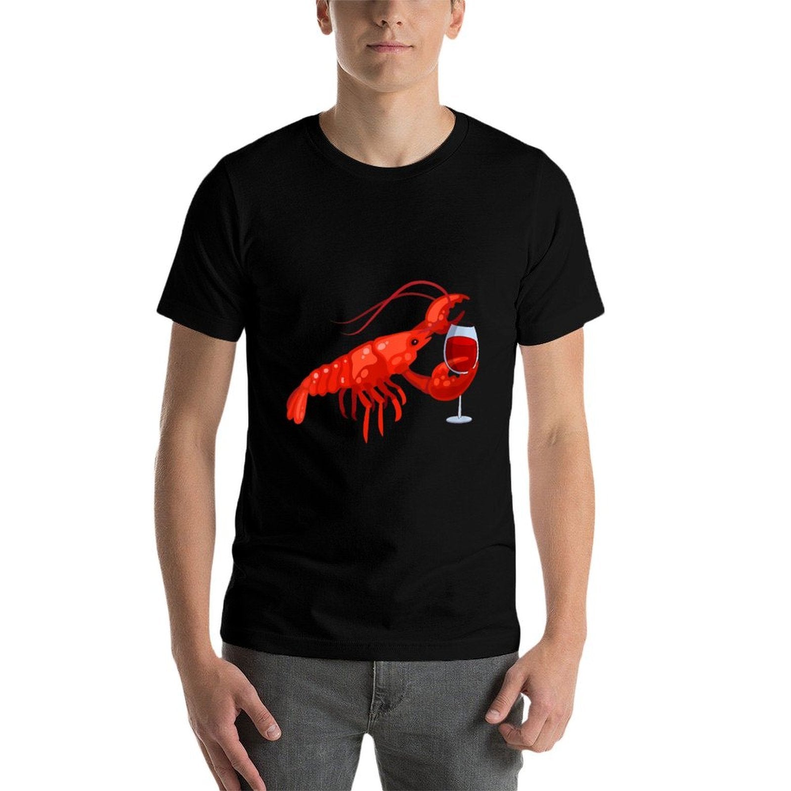 Womens Lobster Wine Drinking Funny Beach Cruise  Moisture-wicking T-Shirt