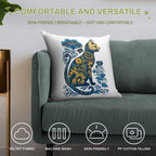 Ukraine Cat Floral Vintage Ukrainian Flag & Vyshyvanka Soft Reinforced Edging Throw Pillow