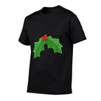 Holly - Holly And Berries Christmas  Ribbed Collar T-Shirt