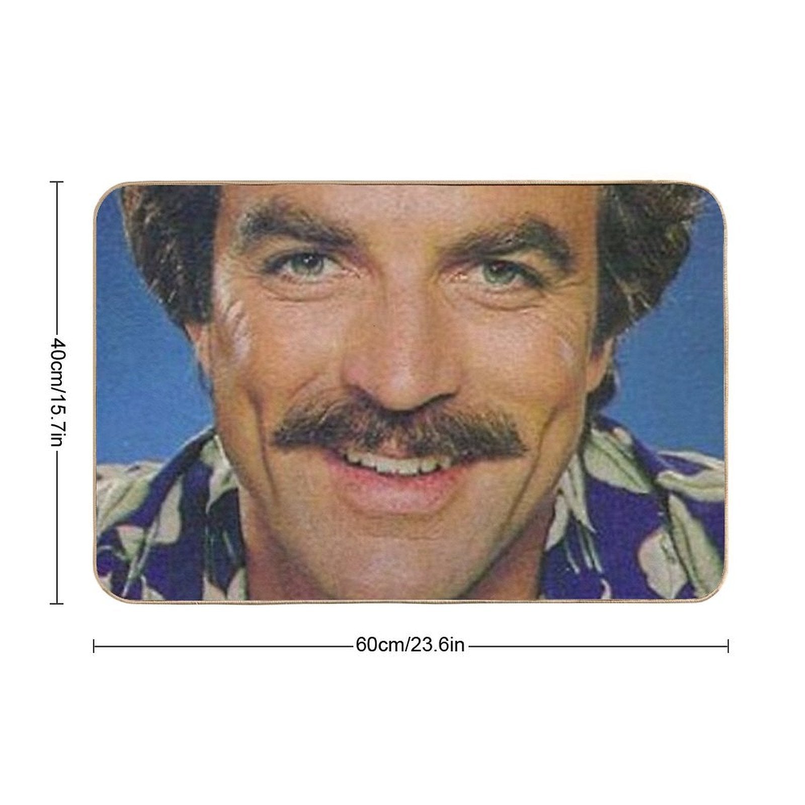 Tom Selleck Funny Face Mask Magnum P.I. Style  Rapid-Drying Bath Mat
