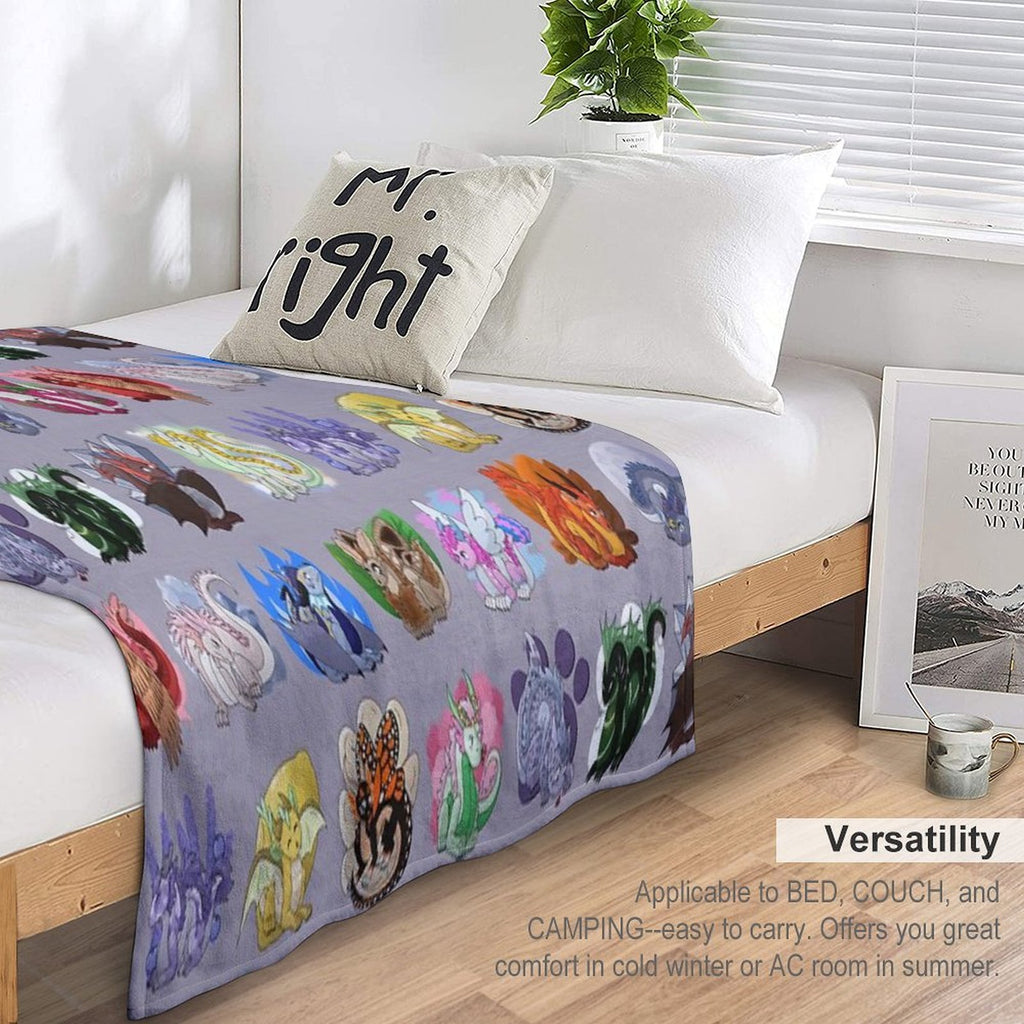Full Dragon Pattern W Backgrounds (Purple Vers.) Gift-ready Throw Blanket