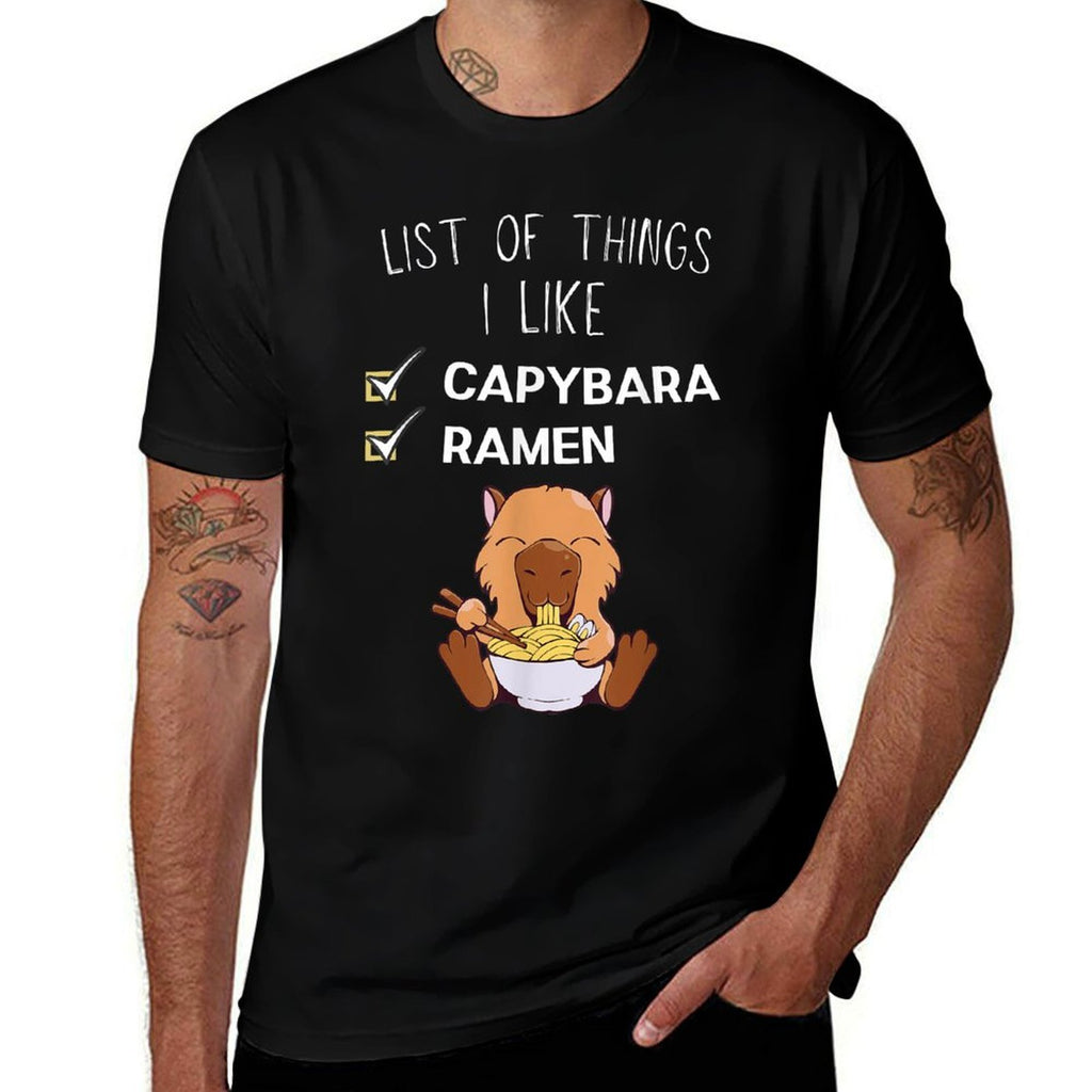 Cute Kawaii Capybara List Of Things I Like Ramen Lover  Eco-friendly Material T-Shirt