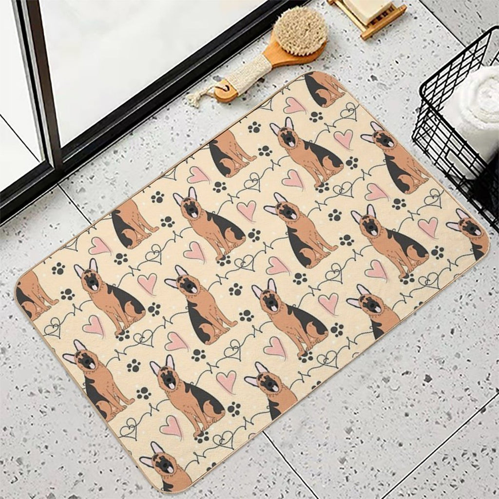 LOVE German Shepherd - Red And Black 2  Dirt-Trapping Bath Mat
