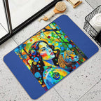 A Woman And A Leopard.  Stain-Proof Bath Mat