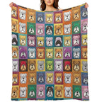 Bulldog Patchwork Vivid Canine Quilt Versatility Throw Blanket