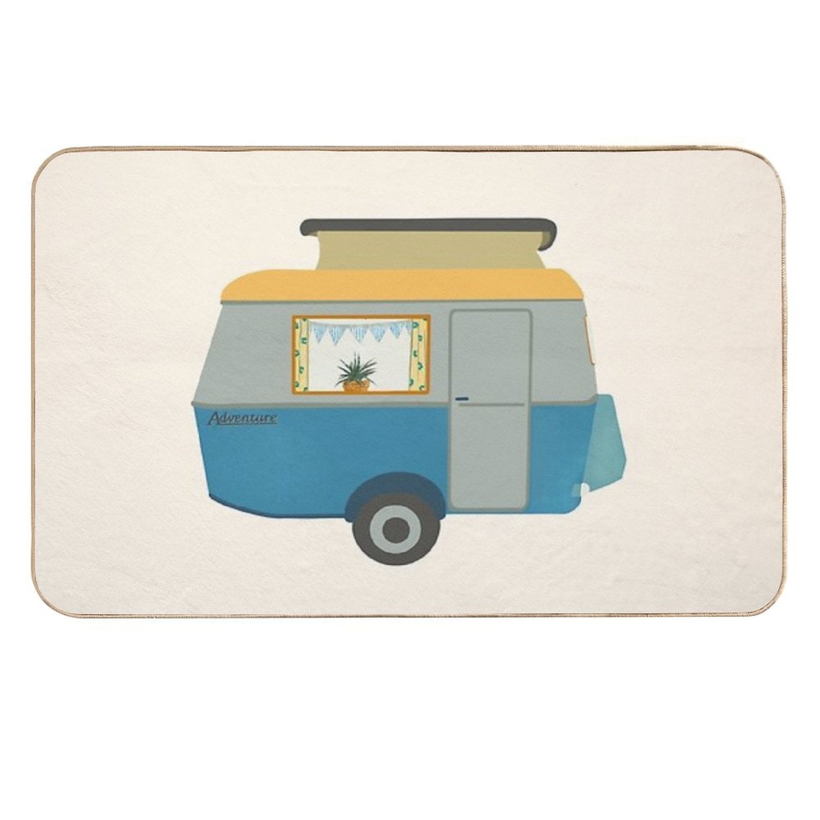 Vintage Touring Caravan Adventure  Stain-Proof Bath Mat