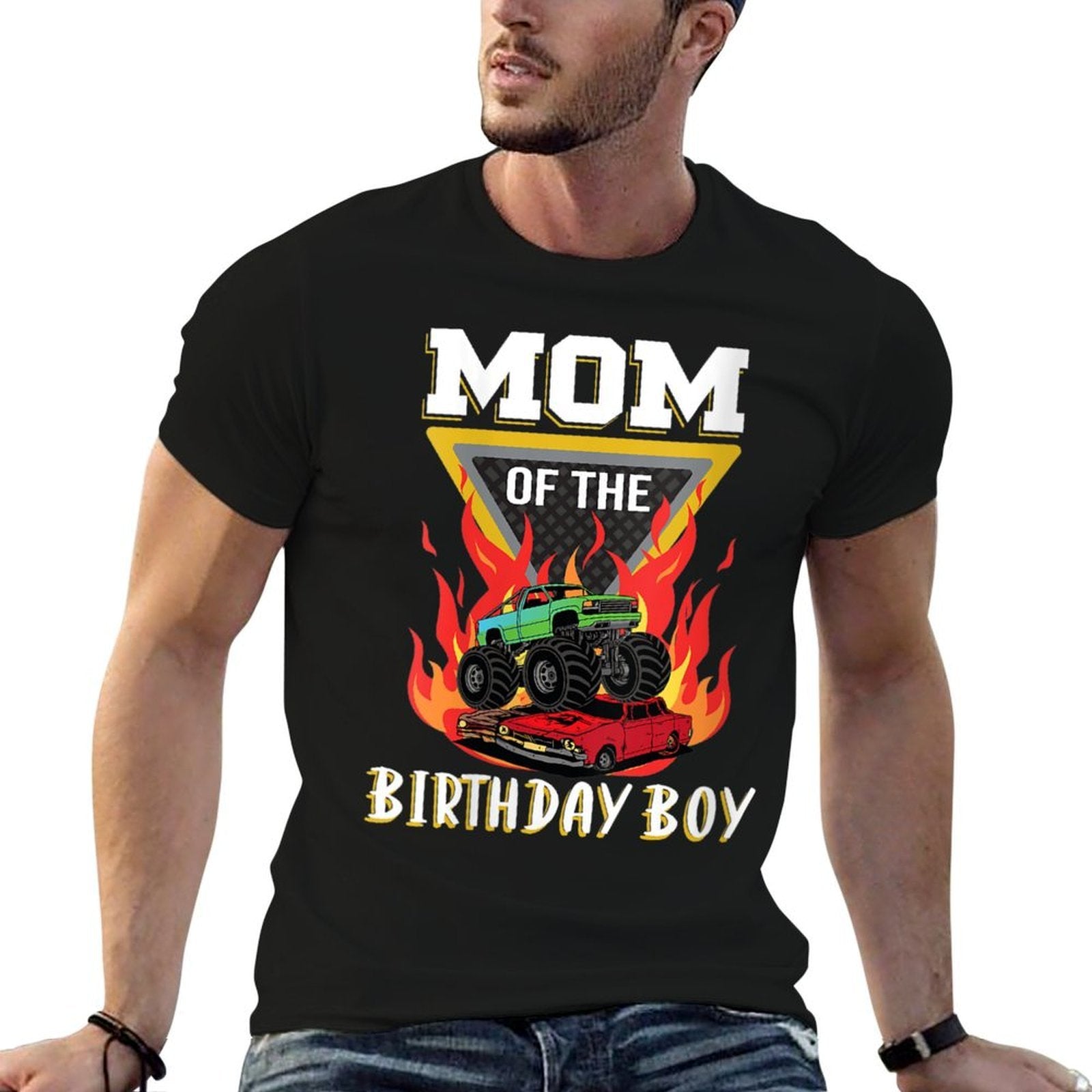 Womens Mom of The Birthday Boy, Your Funny Monster Truck Birthday  Lightweight T-Shirt