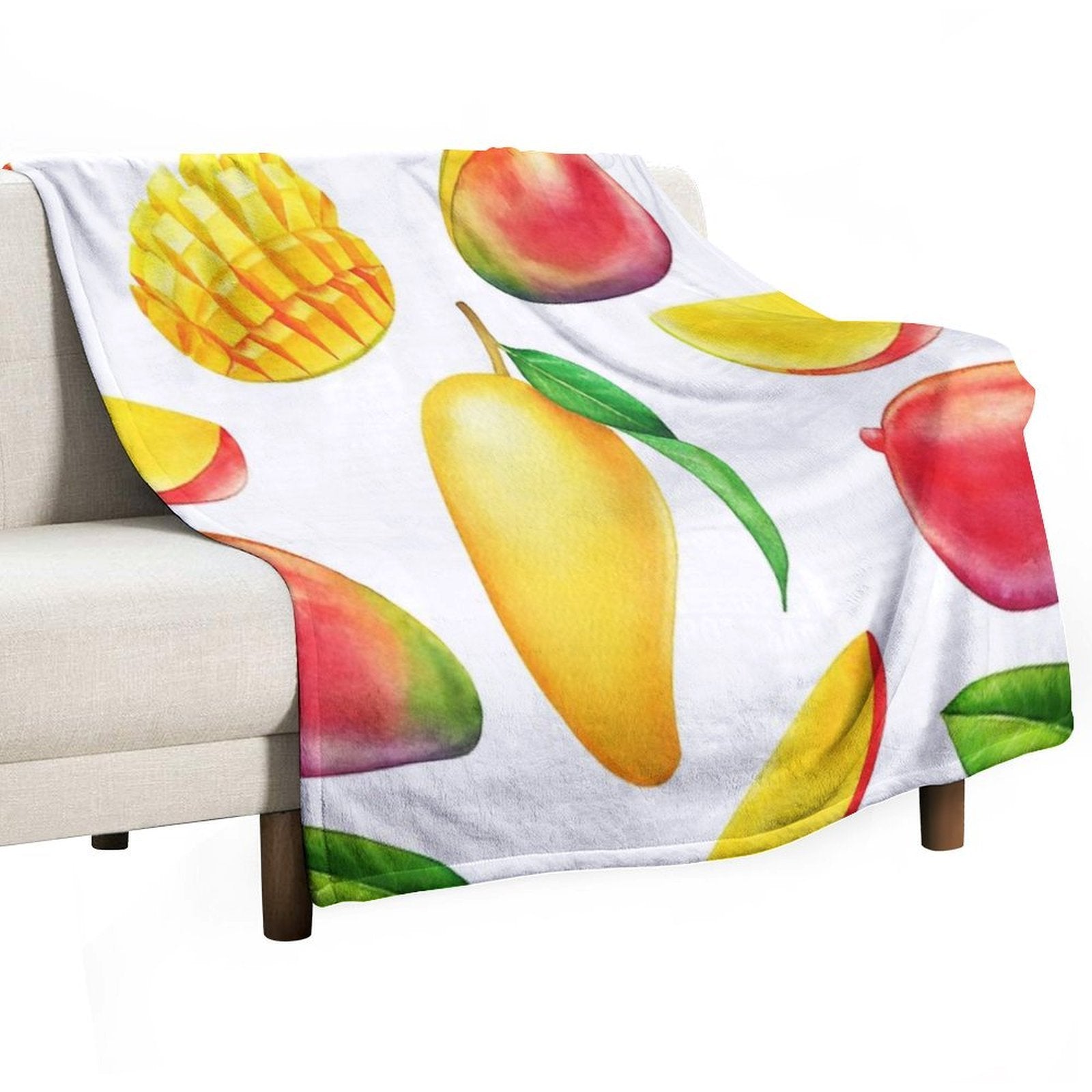 Hand-painted Watercolor Mango Velvety-soft Throw Blanket