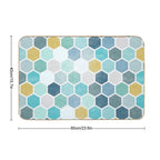 Blue Hue Hexagon Pattern  Fade-Resistant Bath Mat