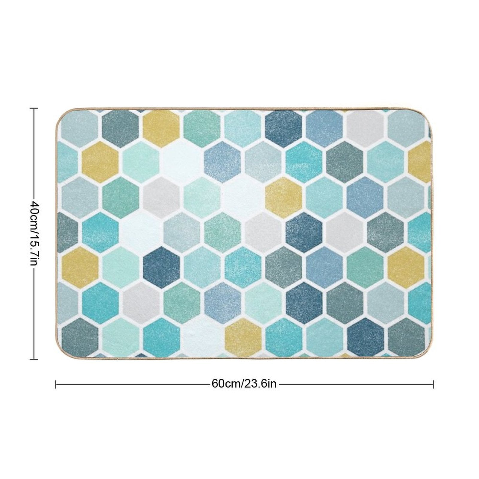 Blue Hue Hexagon Pattern  Fade-Resistant Bath Mat