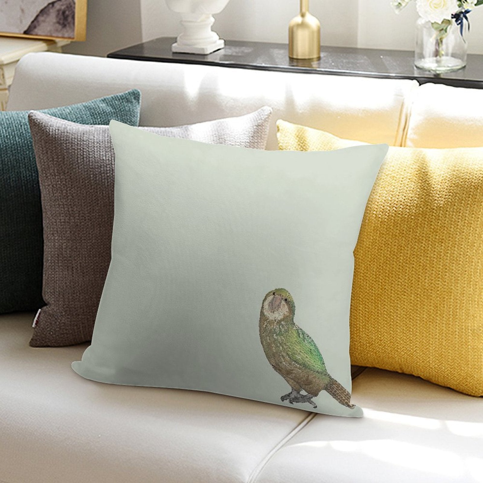 Kakapo Soft Short Plush Fabric Throw Pillow