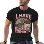 I Have Homosexual Tendencies Funny Cat Meme Bootleg Graphic  Ribbed Collar T-Shirt