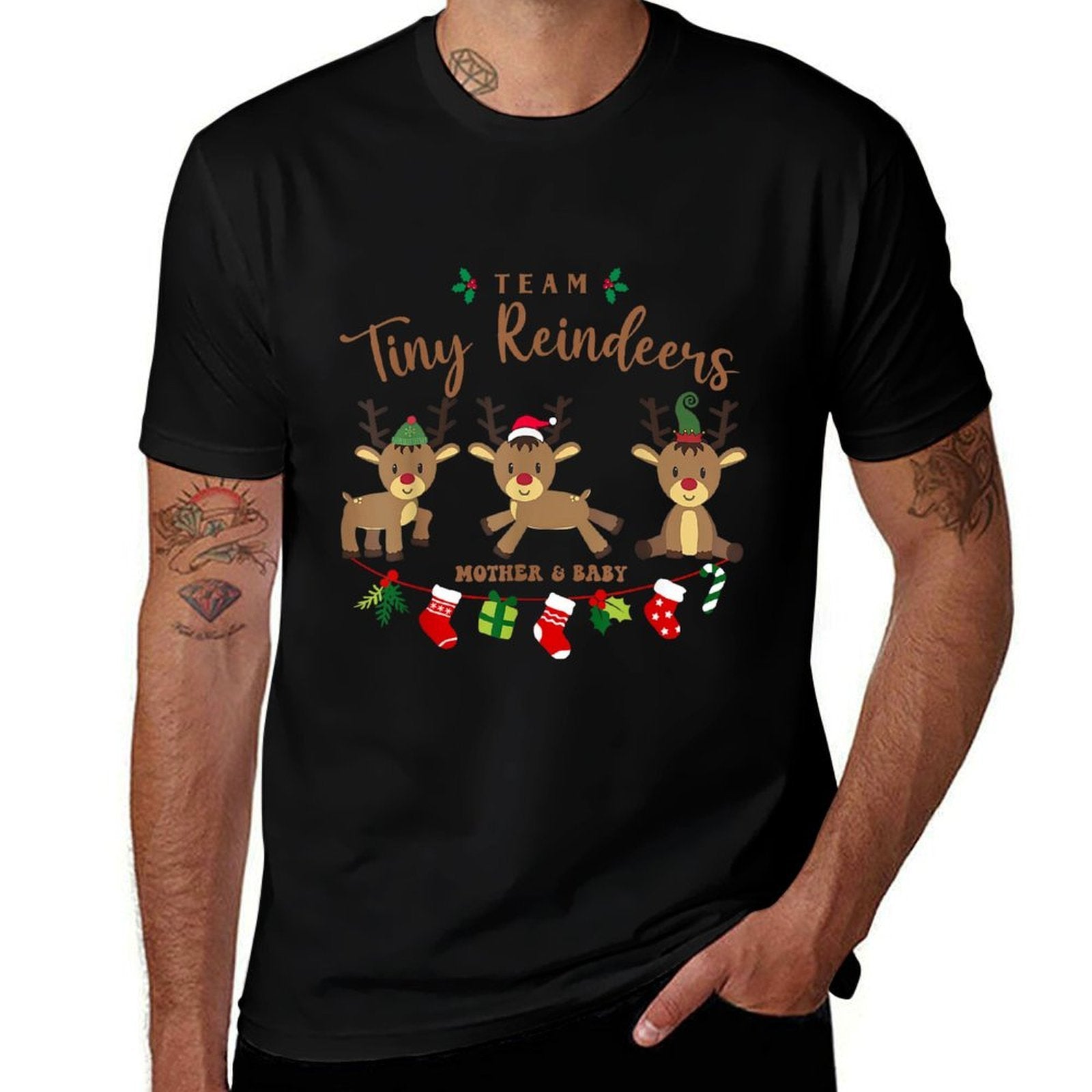 Team Tiny Reindeers Mother Baby Christmas Postpartum Nurse  Soft T-Shirt