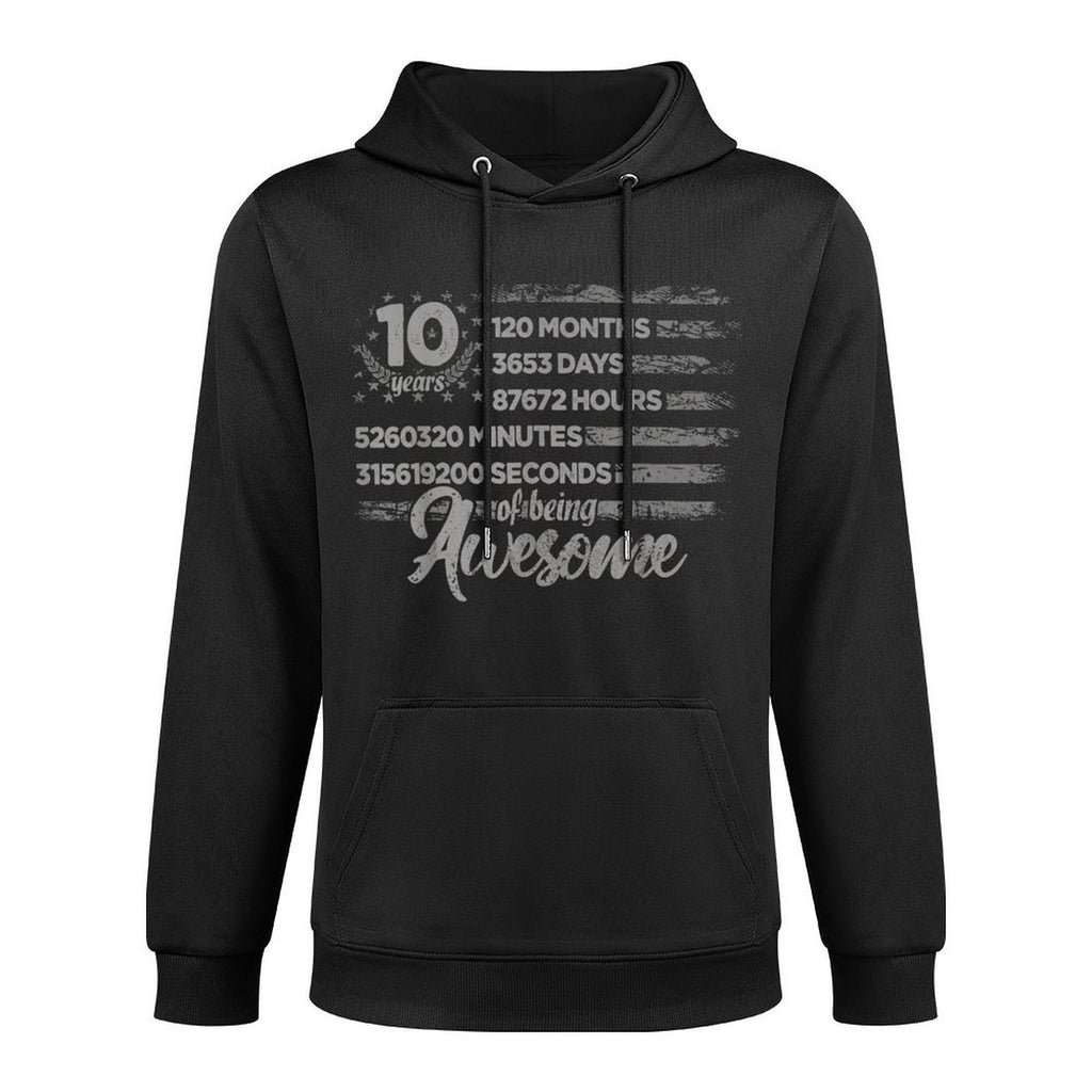 Vintage US 10 Years Retro Countdown 10th Birthday Customizable Surface Hoodie