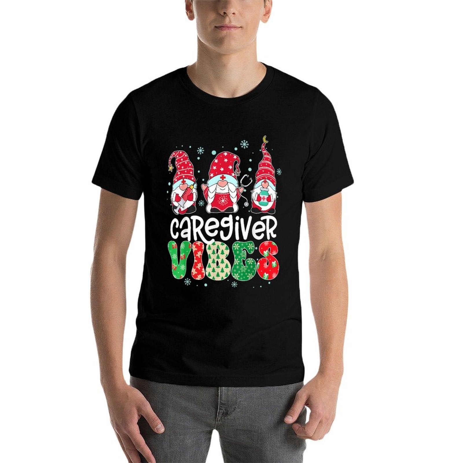 Caregiver Vibes Gnome Nurse Xmas Light Stethoscope Christmas  Vintage-inspired T-Shirt