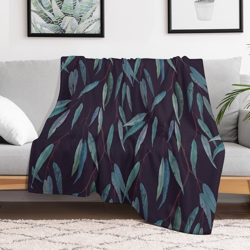 Eucalyptus Leaves Shrink-resistant Throw Blanket