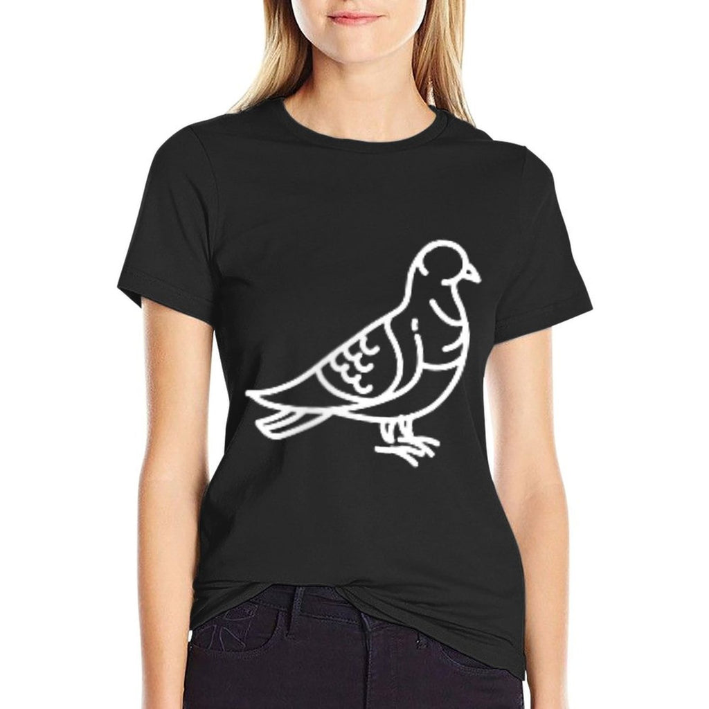 Pigeon Bird Badge Patch Line Art Icon Outline Gift  High-quality Stitching T-Shirt