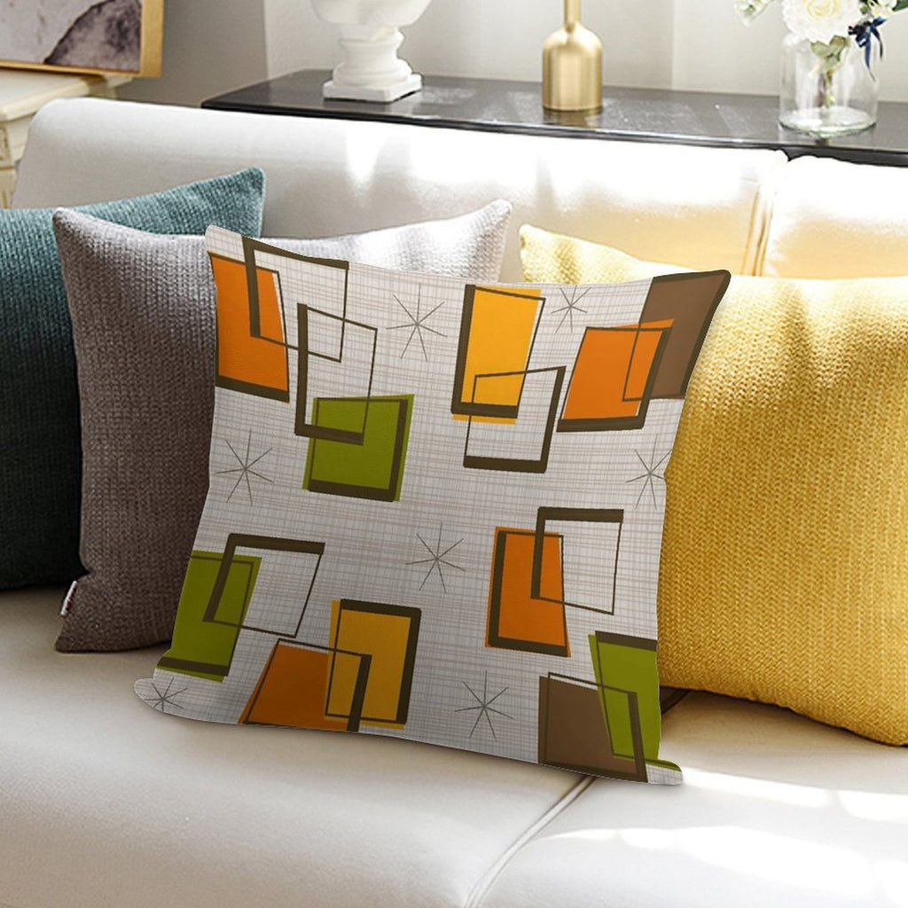 Rectangles And Stars Mid-Century Soft Gift Ready Throw Pillow