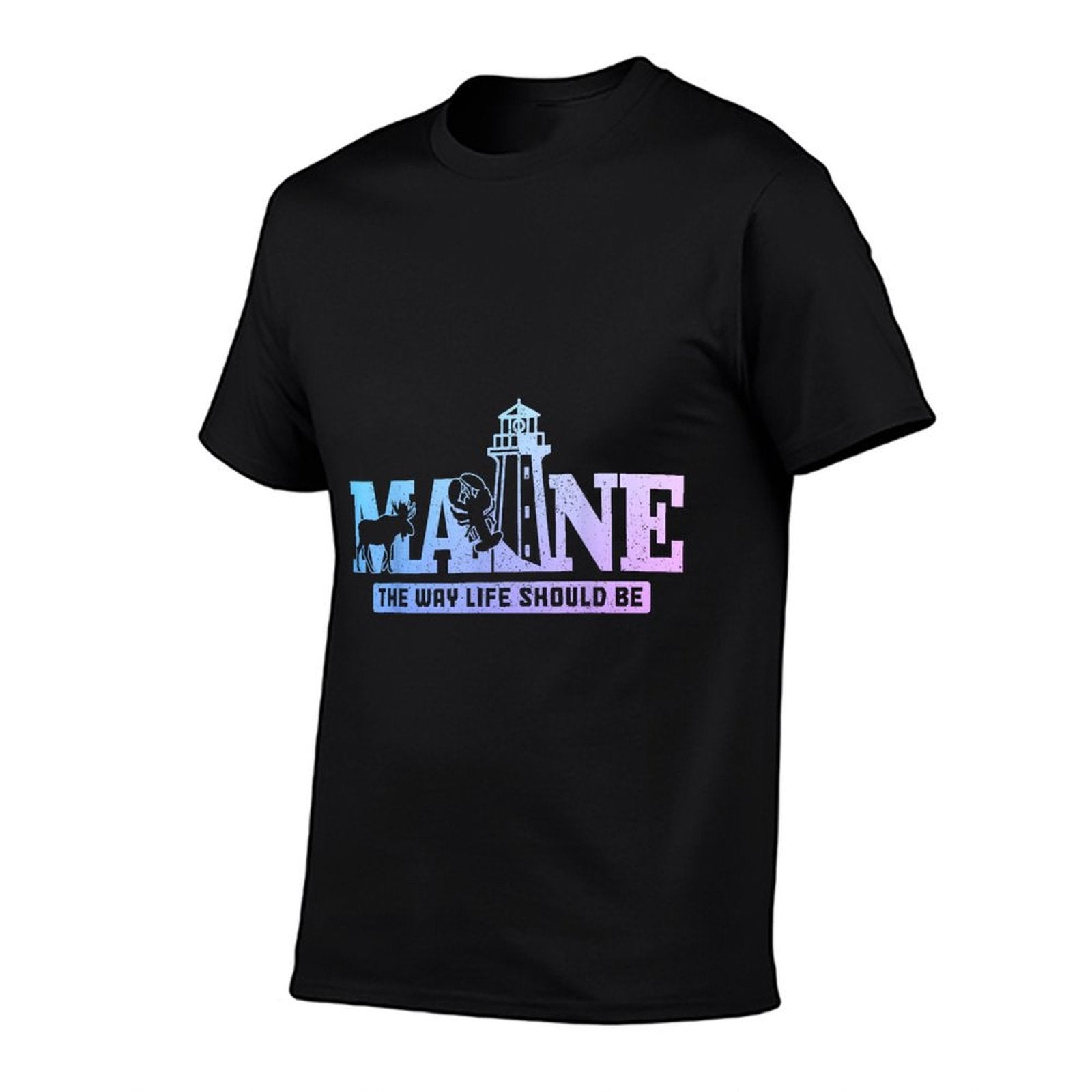 Maine Lighthouse Elk Lobster Pride Vintage Souvenir  Polyester Blend T-Shirt