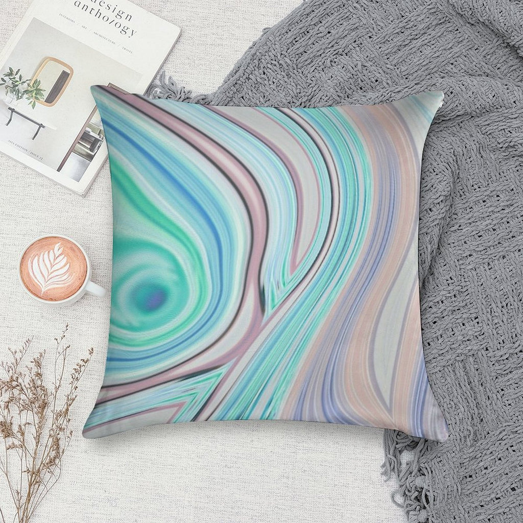 Preppy Abstract Pastel Lilac Purple Turquoise Aqua Blue Swirls Soft Luxury Feel Throw Pillow