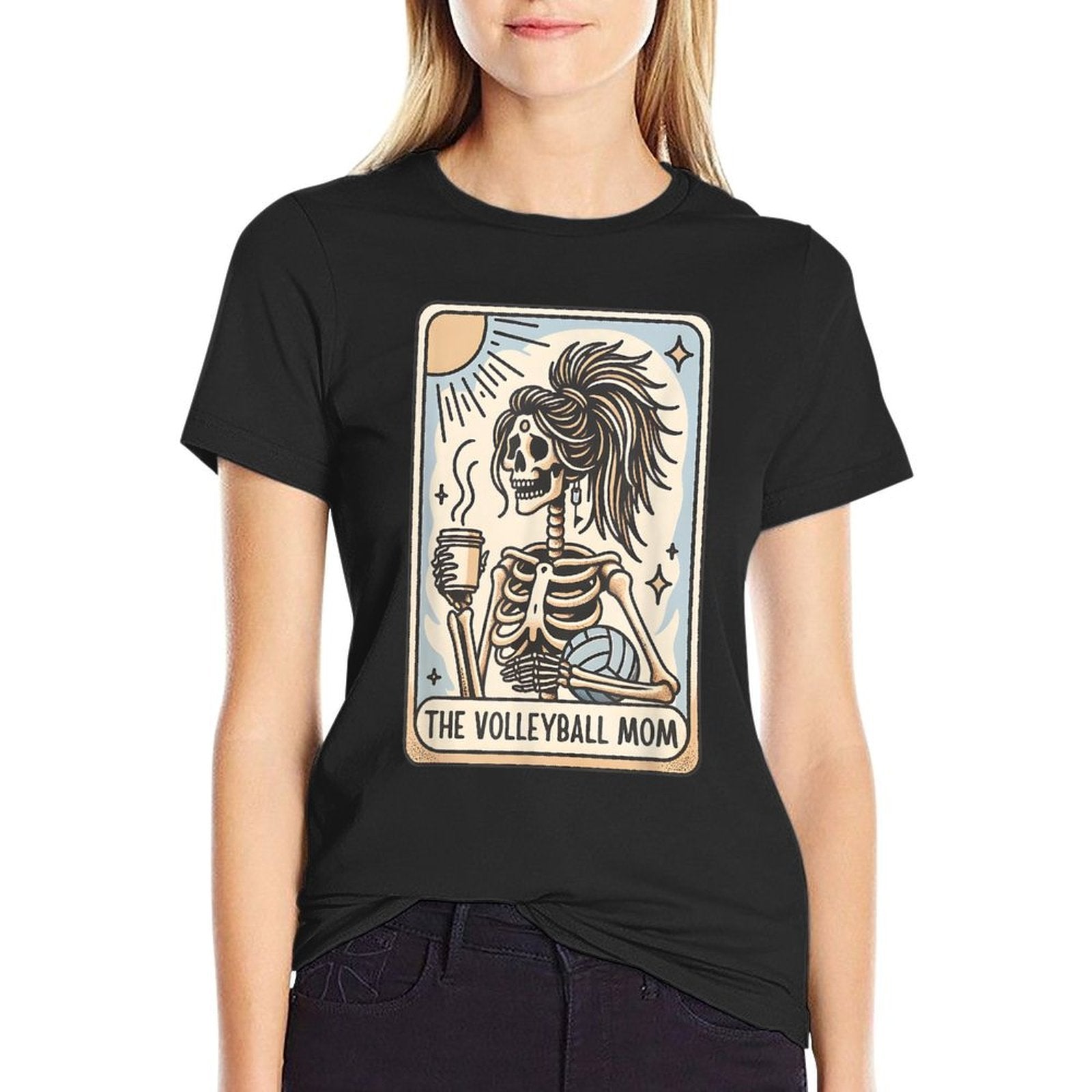 Funny Halloween Volleyball Mama, Volleyball Mom Skeleton  Relaxed-fit T-Shirt